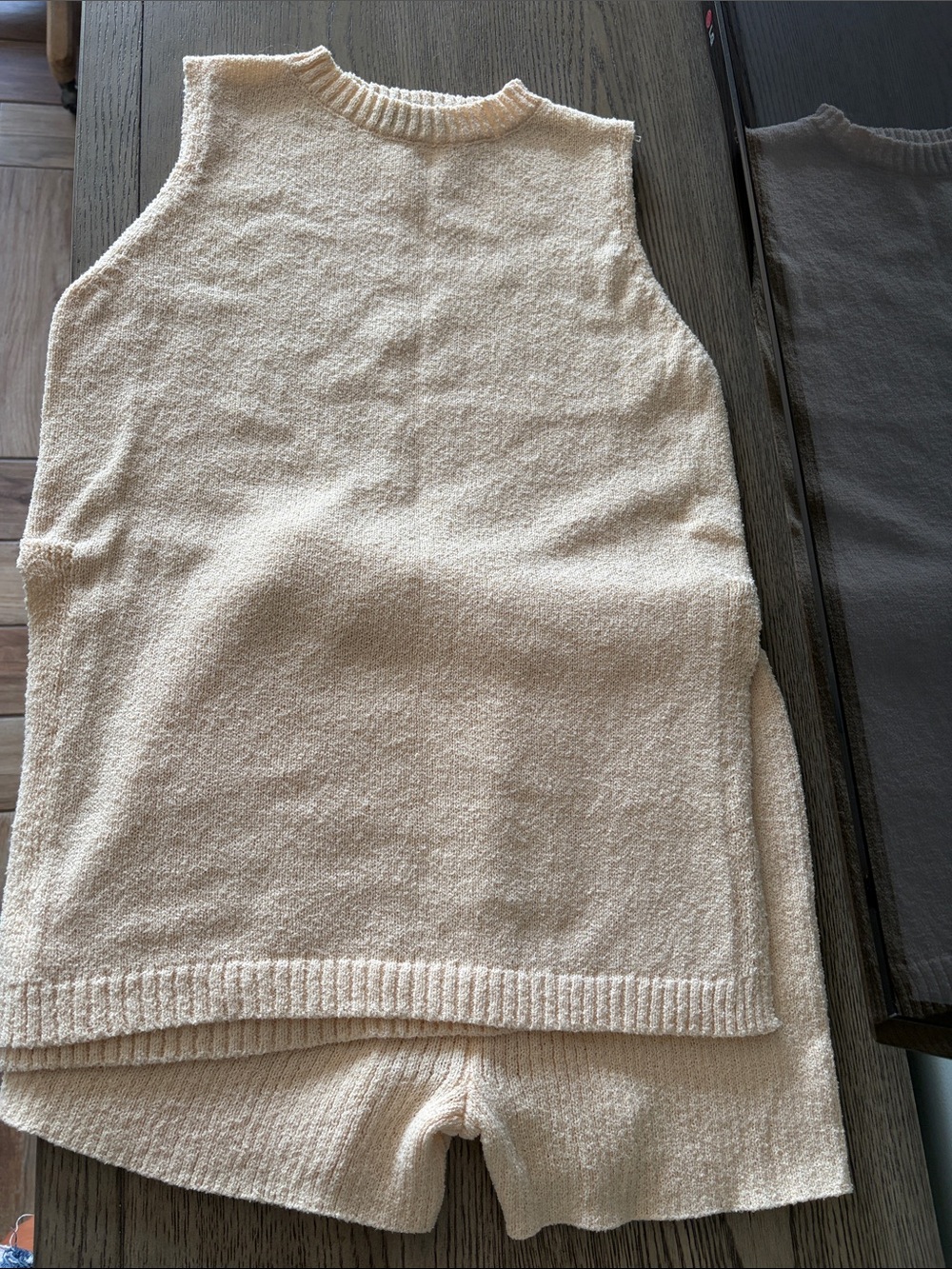 Cream Knit Tank and Short Set